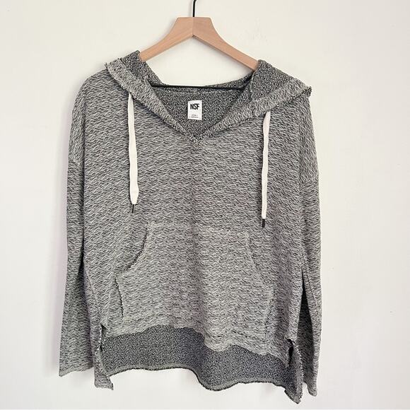 NSF Tops - NSF Speckled Hooded Lightweight Pullover Sweatshirt Black Size S